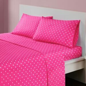 Intelligent Design Polka Dot Cotton 4 Pc Sheet Set Dark Pink Full